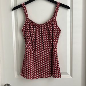 🛍 CAbi Patterned Zip Tank Peplum Style Blouse